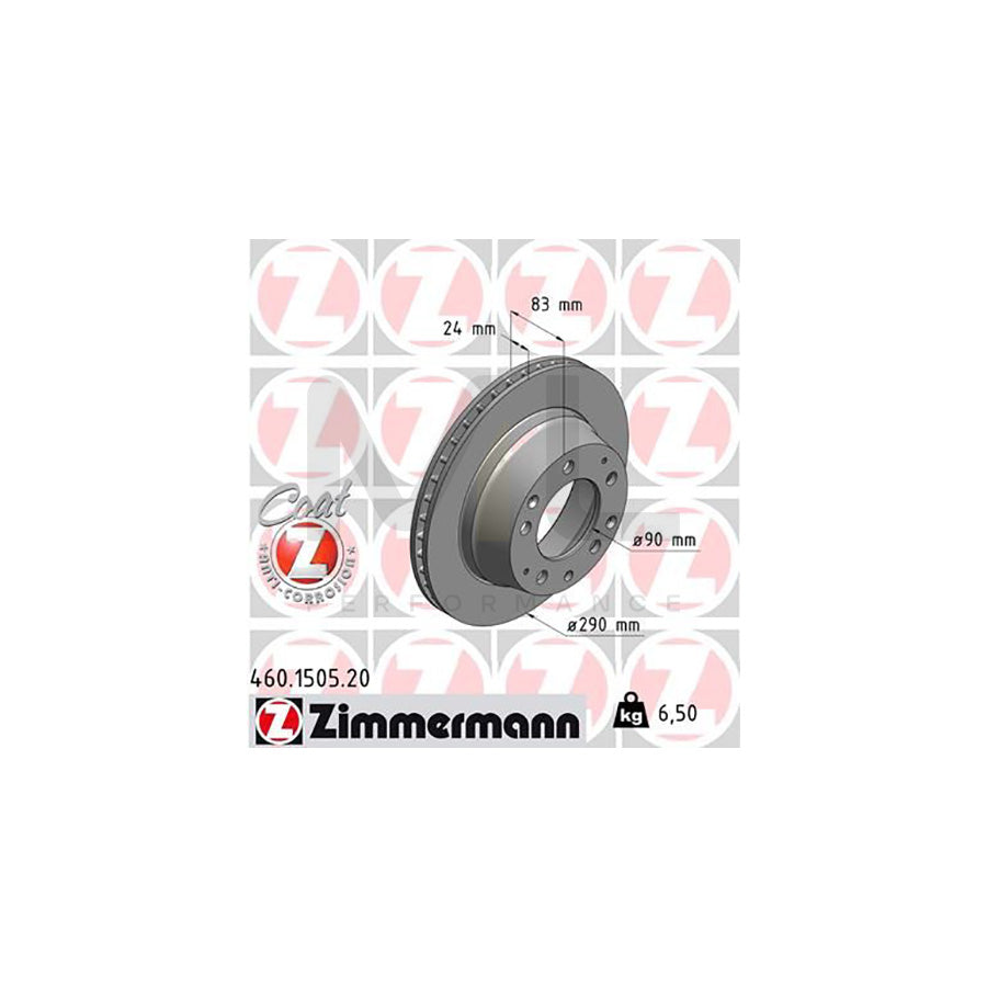 ZIMMERMANN COAT Z 460.1505.20 Brake Disc for PORSCHE 911 Internally Vented, Coated | ML Performance Car Parts