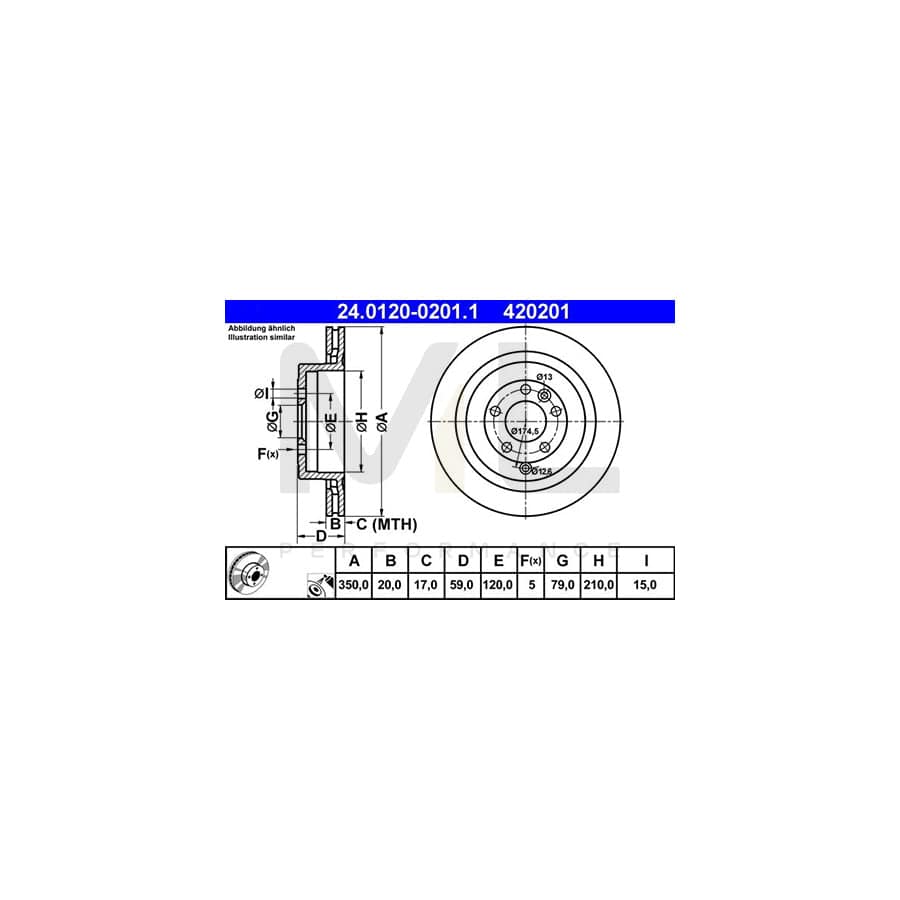 ATE 24.0120-0201.1 Brake Disc Vented, Coated, Alloyed / High-carbon | ML Performance Car Parts