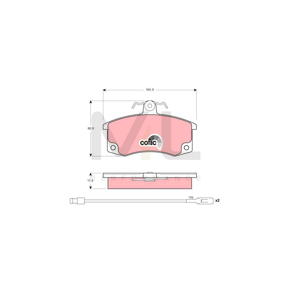 TRW Cotec Gdb1446 Brake Pad Set Incl. Wear Warning Contact | ML Performance Car Parts