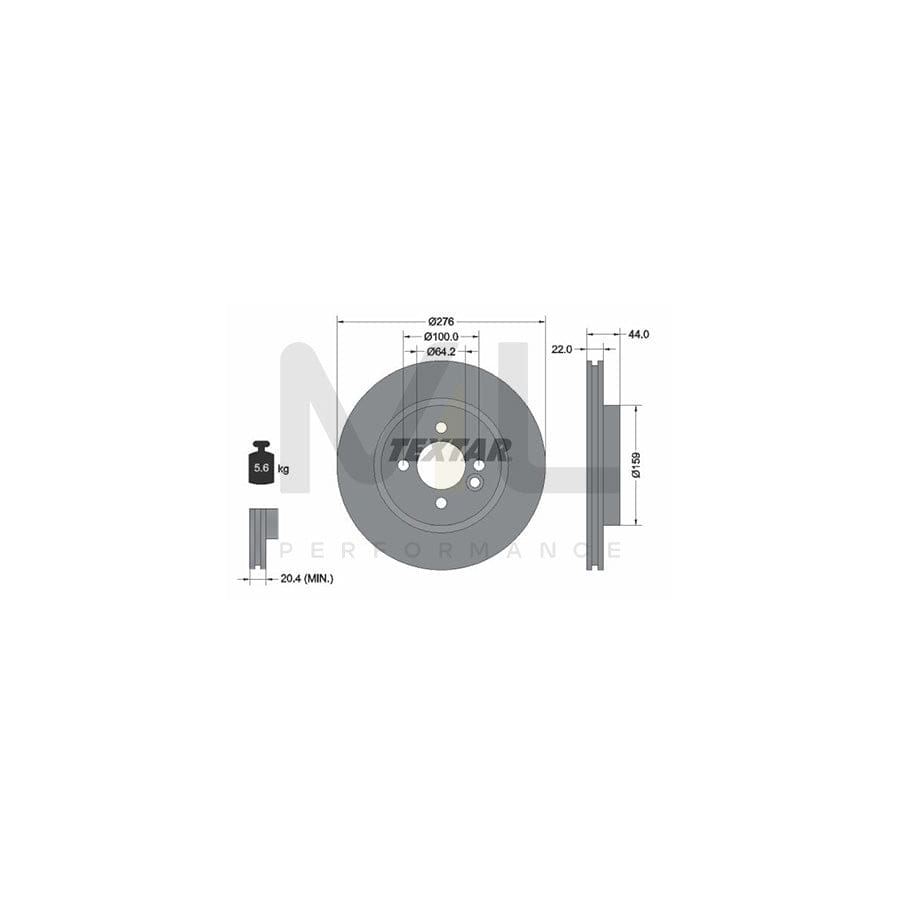 TEXTAR PRO 92107503 Brake Disc Internally Vented, Coated, without wheel hub, without wheel studs | ML Performance Car Parts