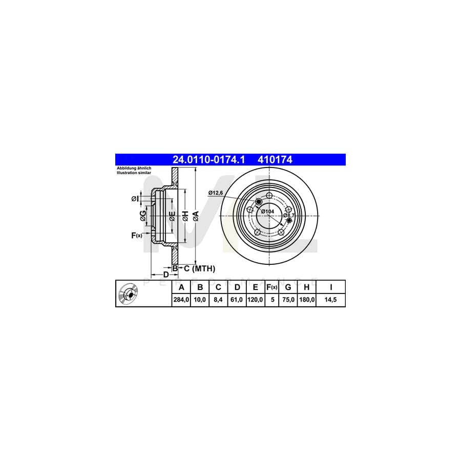 ATE 24.0110-0174.1 Brake Disc Solid | ML Performance Car Parts