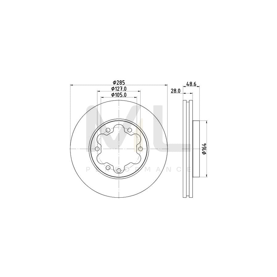 HELLA 8DD 355 117-421 Brake Disc Internally Vented, without wheel hub, without wheel studs | ML Performance Car Parts