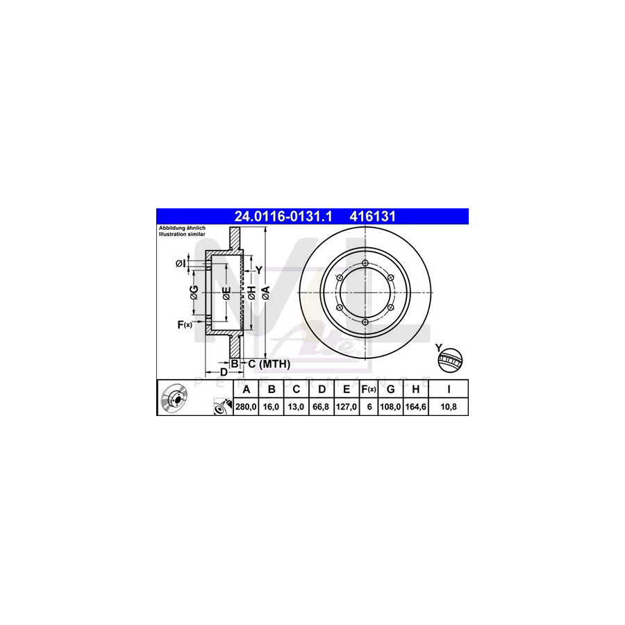 ATE 24.0116-0131.1 Brake Disc Solid, Coated, with ABS sensor ring | ML Performance Car Parts