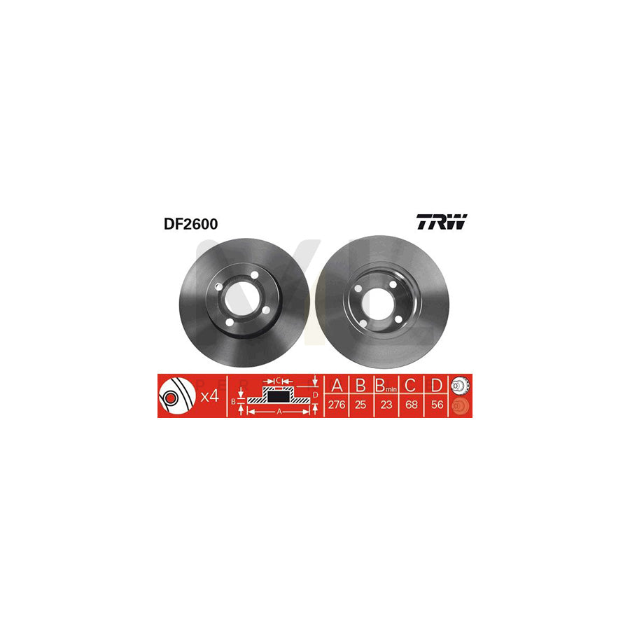 TRW DF2600 Brake Disc Vented | ML Performance Car Parts