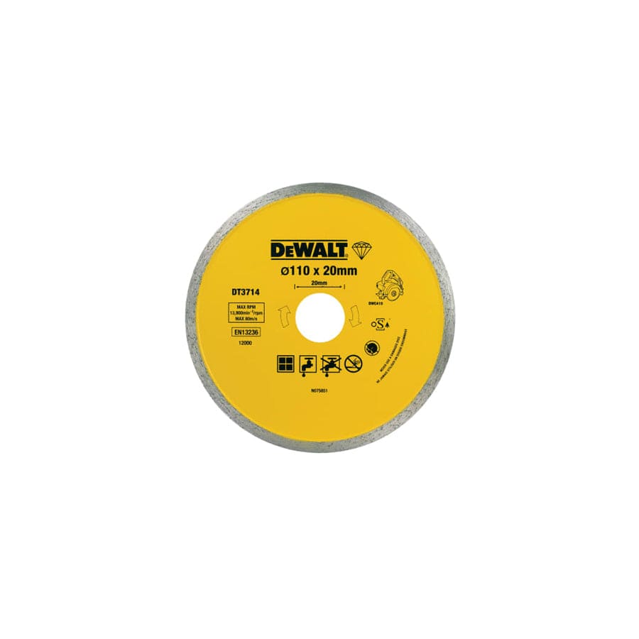 DEWALT DEWDT3714QZ DT3714 Diamond Tile Blade 110 x 20mm | ML Performance UK