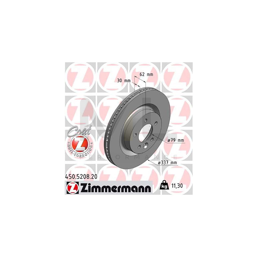 ZIMMERMANN COAT Z 450.5208.20 Brake Disc Internally Vented, Coated, High-carbon | ML Performance Car Parts