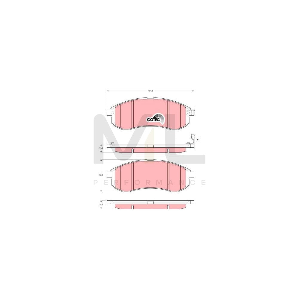 TRW Cotec Gdb3380 Brake Pad Set For Mitsubishi L200 Iii Pickup (K6) With Acoustic Wear Warning | ML Performance Car Parts