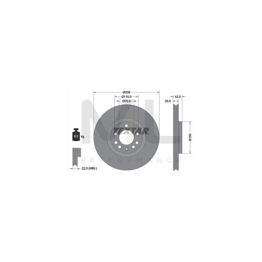 TEXTAR 92110900 Brake Disc Externally Vented, without wheel hub, without wheel studs | ML Performance Car Parts