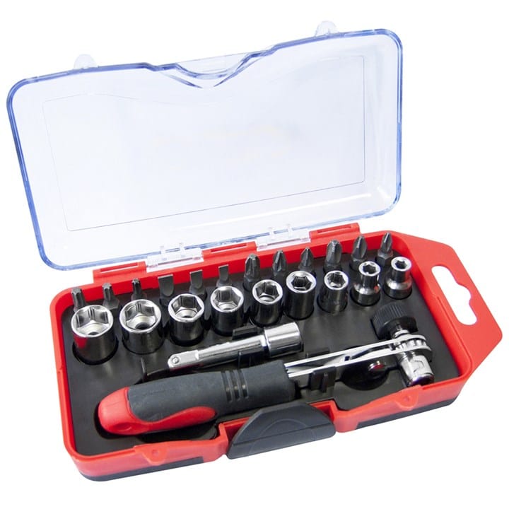 Amtech 23pcs. Offset Ratchet Handle, Bit & Socket Set | ML Performance DIY & Power Tools