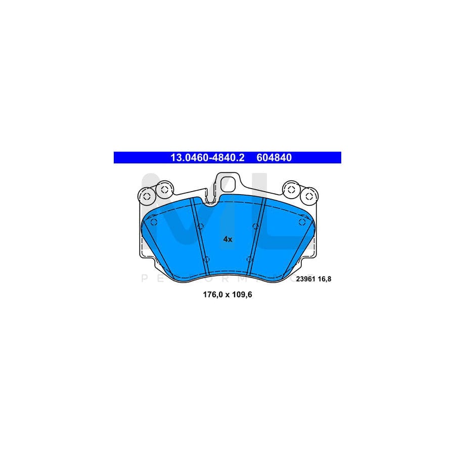 ATE 13.0460-4840.2 Brake pad set for PORSCHE Cayenne (9PA) excl. wear warning contact, prepared for wear indicator | ML Performance Car Parts