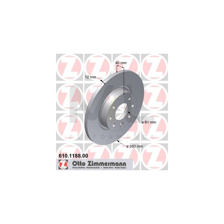 ZIMMERMANN 610.1188.00 Brake Disc Solid | ML Performance Car Parts