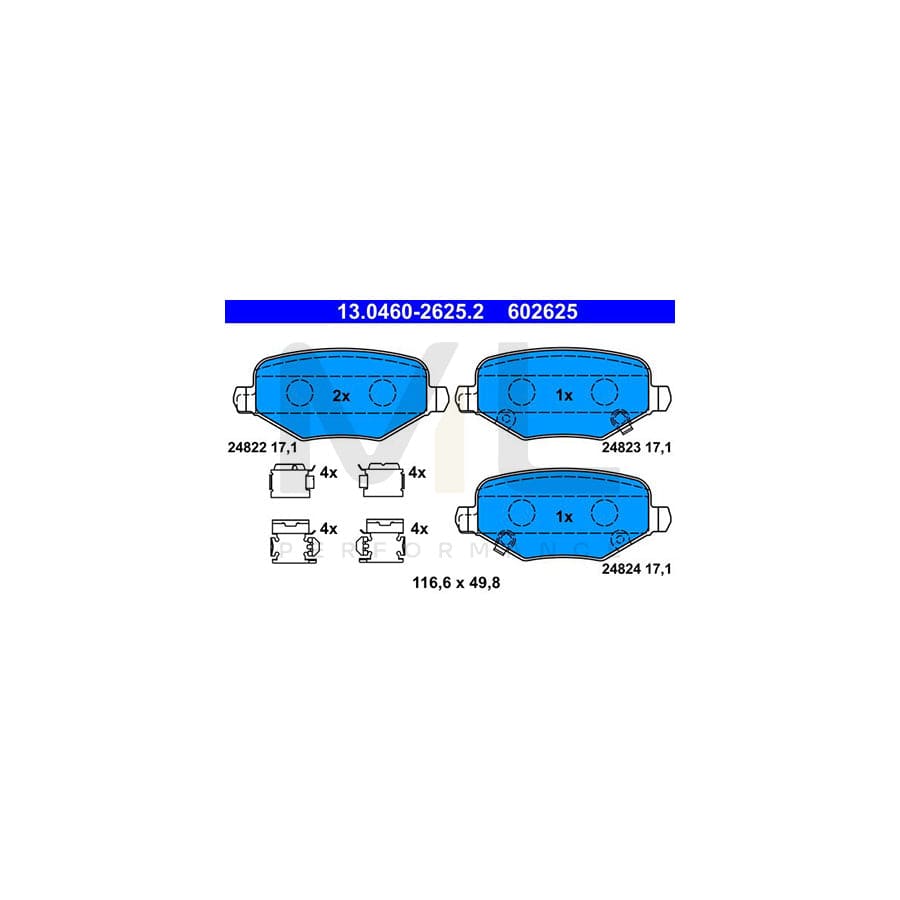 ATE 13.0460-2625.2 Brake pad set with acoustic wear warning, with accessories | ML Performance Car Parts