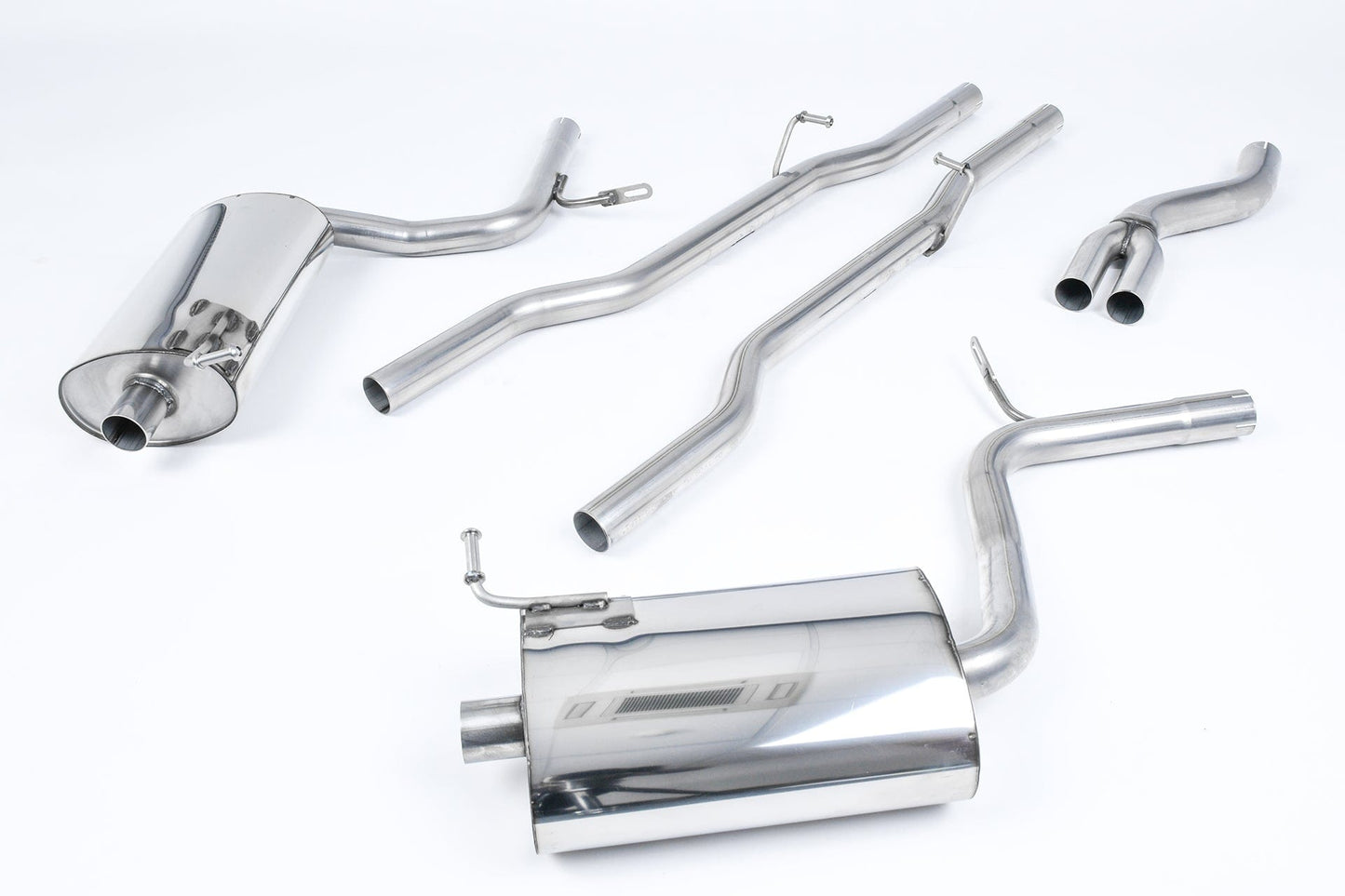 MillTek SSXAU516 Audi A4 Non-Resonated Cat-Back Exhaust with 100mm GT100 Trims for Triptonic Models