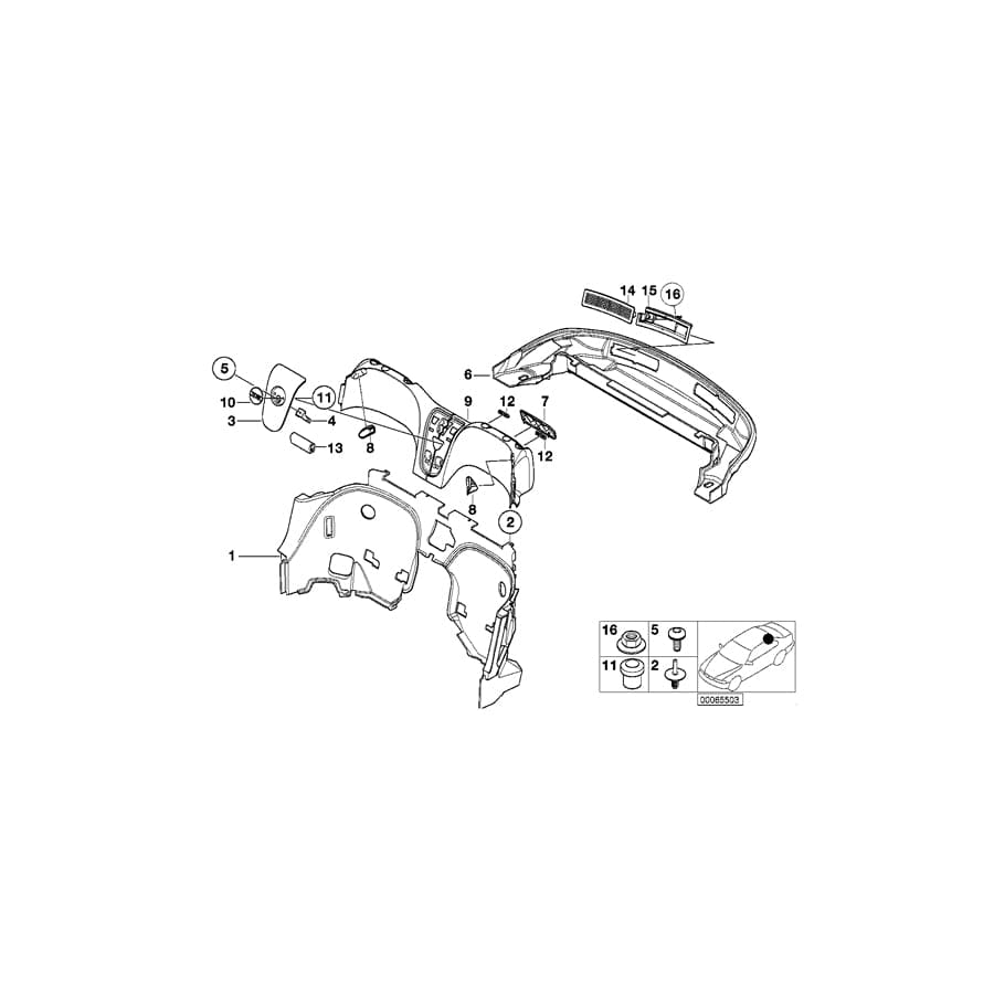 Genuine BMW 51467002471 E52 Cover, Belt Outlet, Left P1SW SCHWARZ (Inc. ALPINA V8 & Z8) | ML Performance UK Car Parts