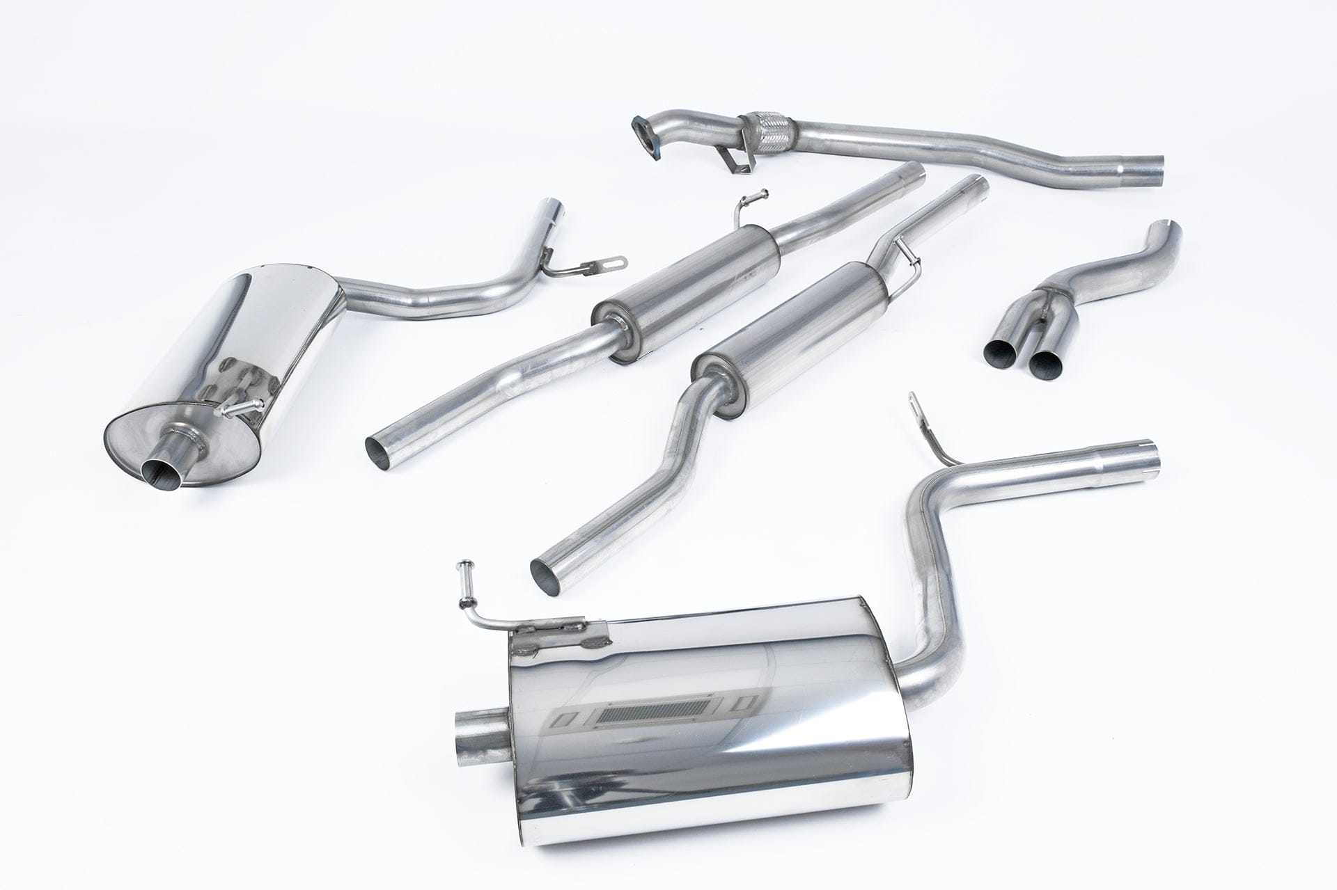 MillTek SSXAU510 Audi A4 Resonated Cat-Back Exhaust with 90mm GT-90 Detachable Trims