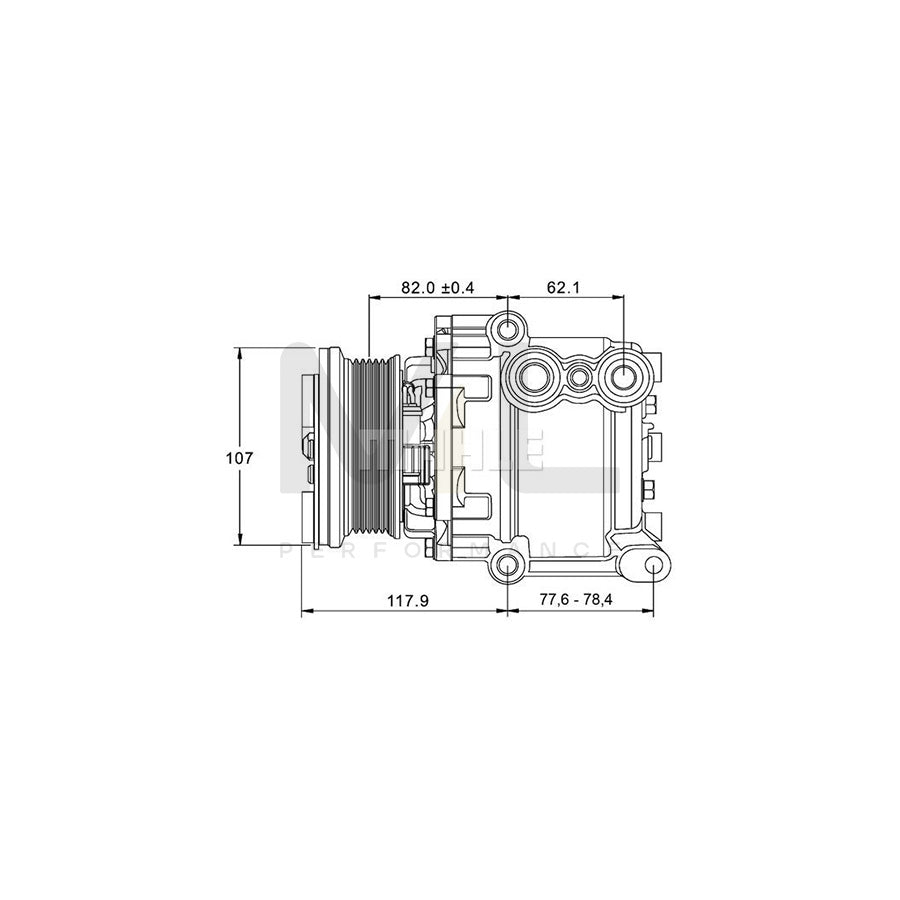 MAHLE ORIGINAL ACP 1335 000P Compressor, air conditioning PAG 46, Refrigerant: R 134a, with seal ring | ML Performance Car Parts