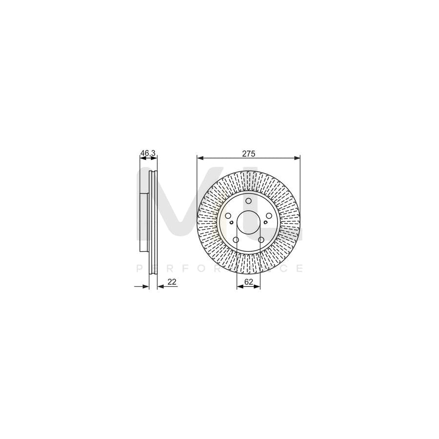 BOSCH 0 986 479 341 Brake Disc Vented, Oiled | ML Performance Car Parts