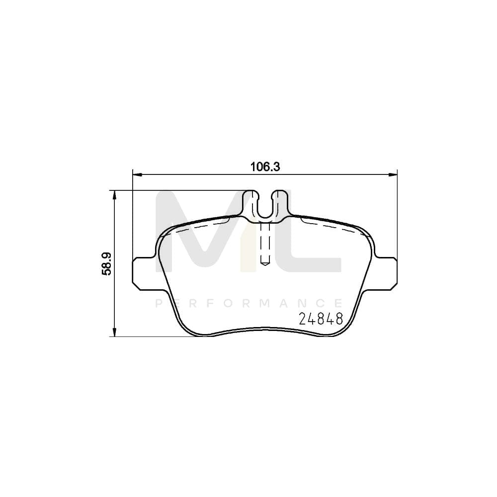 Hella 8DB 355 019-641 Brake Pad Set Prepared For Wear Indicator, With Brake Caliper Screws, With Accessories | ML Performance Car Parts