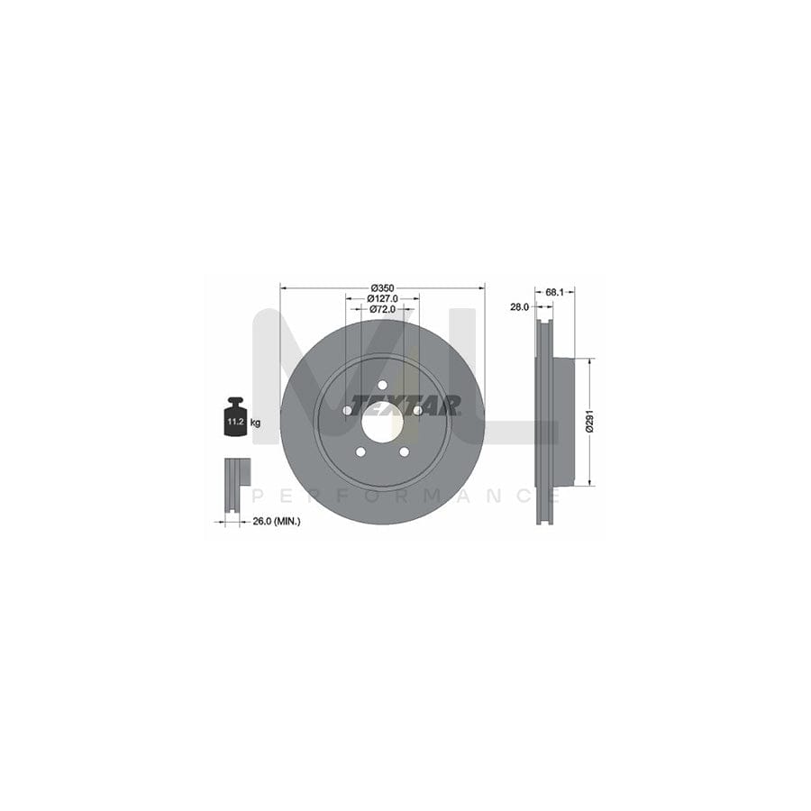 TEXTAR PRO 92269803 Brake Disc for JEEP Grand Cherokee III (WH, WK) Externally Vented, Coated, without wheel hub, without wheel studs | ML Performance Car Parts