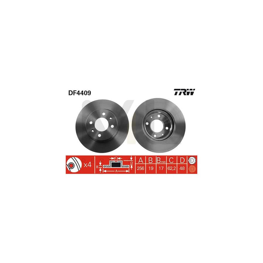 TRW DF4409 Brake Disc for HYUNDAI Getz (TB) Vented, Painted | ML Performance Car Parts