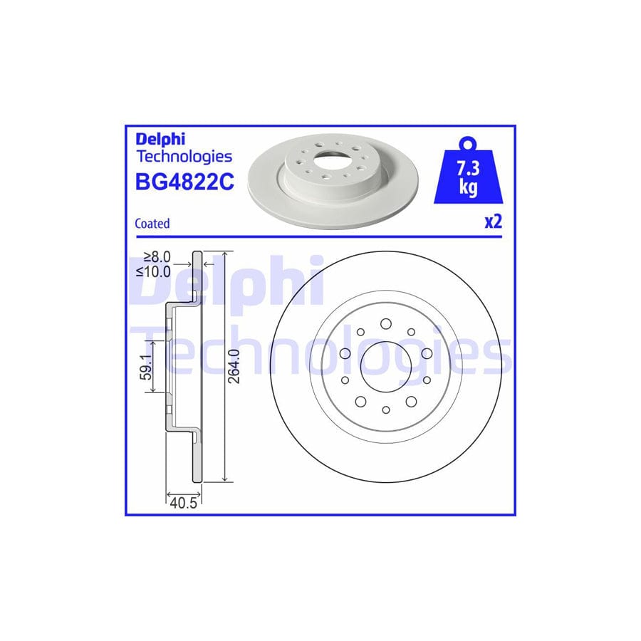 Delphi Bg4822C Brake Disc For Fiat Tipo