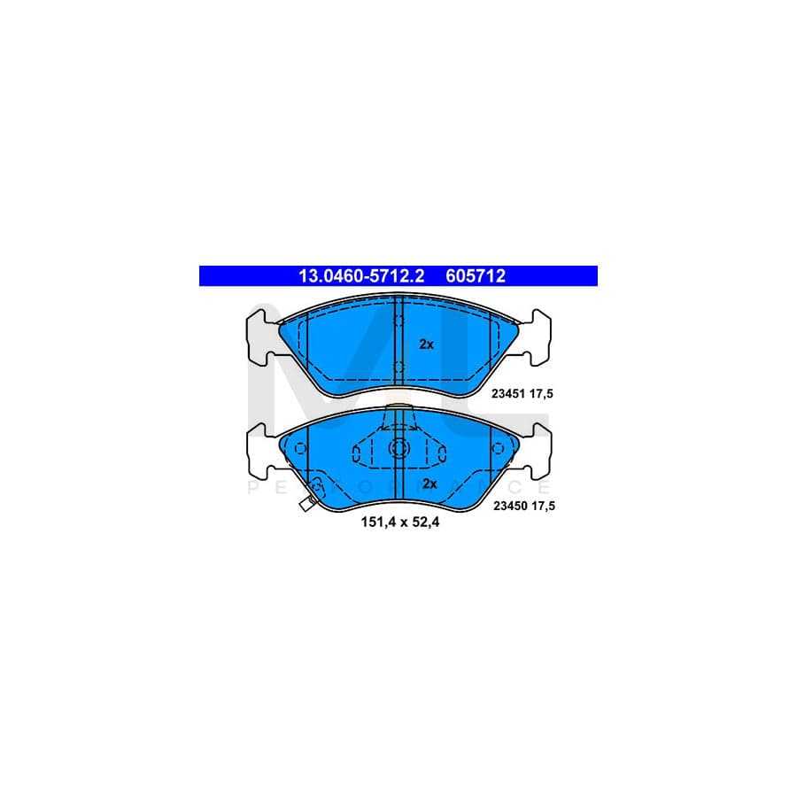 ATE 13.0460-5712.2 Brake pad set for KIA CLARUS with acoustic wear warning | ML Performance Car Parts