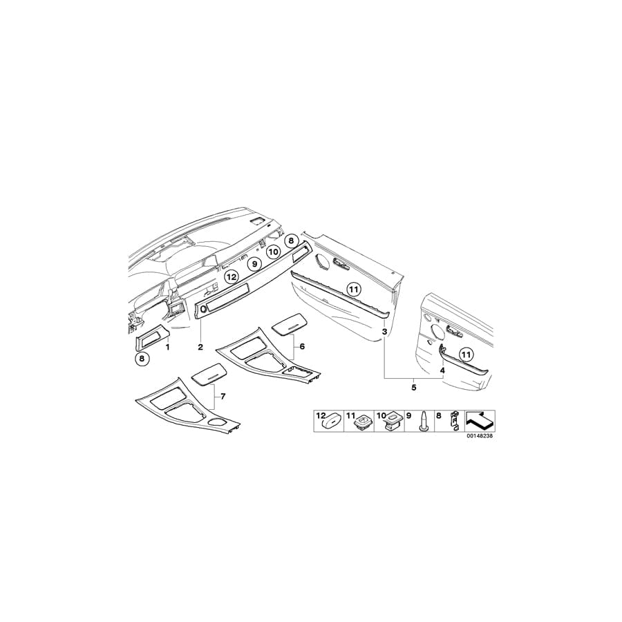 Genuine BMW 51417138870 E90 E91 Trim Piece Door,Poplar Grain,Front Right (Inc. 335d, 318d & 325i) | ML Performance UK Car Parts