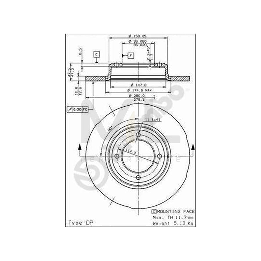 BREMBO 08.3965.20 Brake Disc Solid | ML Performance Car Parts