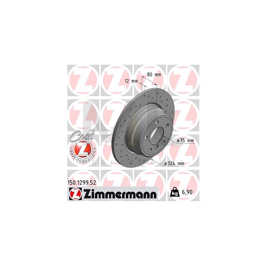 ZIMMERMANN SPORT COAT Z 150.1299.52 Brake Disc for BMW X5 (E53) Perforated, Solid, Coated, High-carbon | ML Performance Car Parts