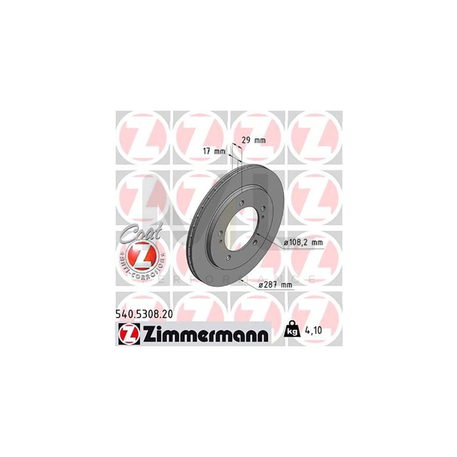 ZIMMERMANN COAT Z 540.5308.20 Brake Disc for SUZUKI Grand Vitara I Off-Road (FT, HT) Internally Vented, Coated | ML Performance Car Parts