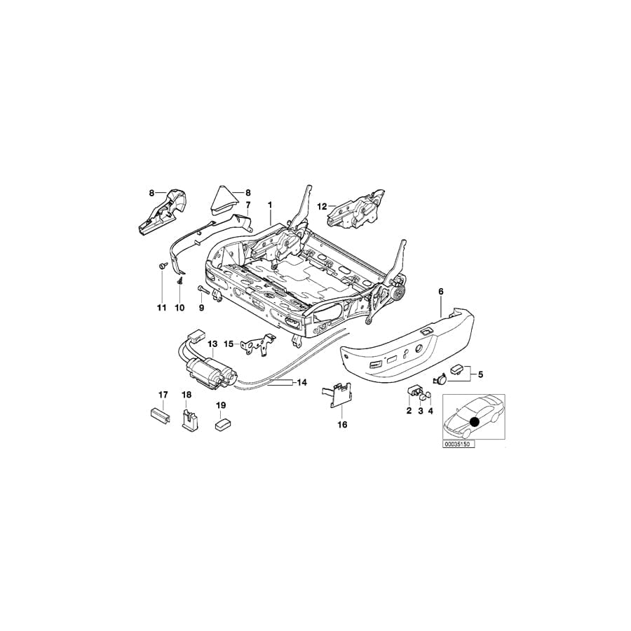 Genuine BMW 52108150883 E39 E38 Seat Frame (Inc. 725tds, 735iL & 730iL) | ML Performance UK Car Parts