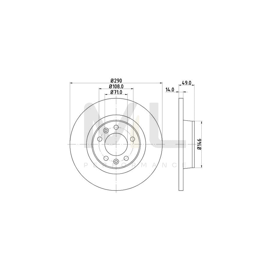 HELLA 8DD 355 113-681 Brake Disc Solid, without wheel hub, without wheel studs | ML Performance Car Parts