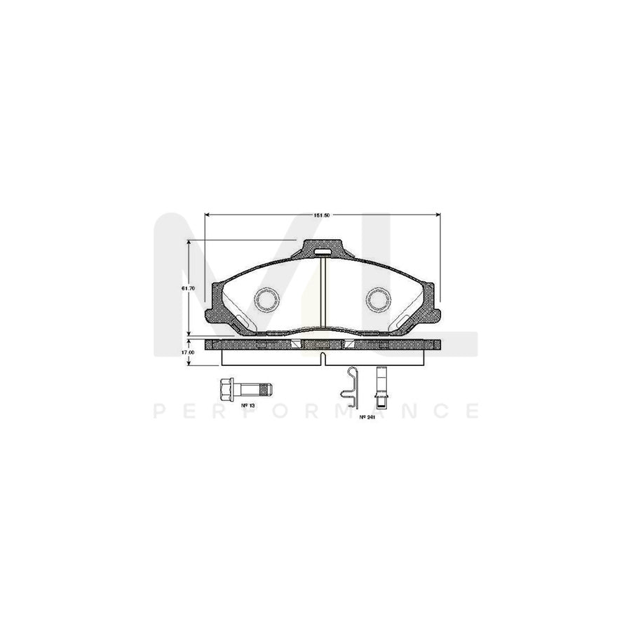 Bosch 0986Tb2361 Brake Pad Set Excl. Wear Warning Contact, With Accessories  | ML Performance Car Parts