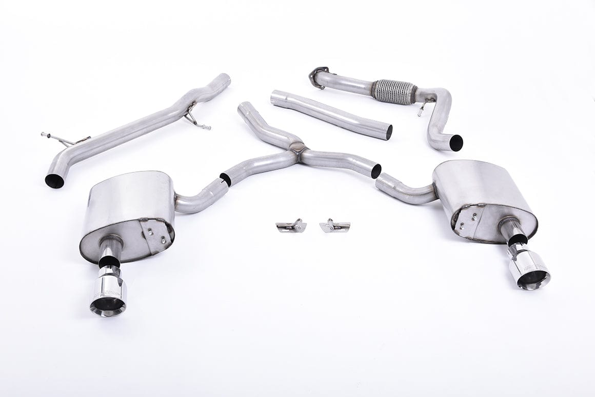 MillTek SSXAU616 Audi A4 Non-Resonated Cat-Back Exhaust with Dual GT-100 Polished Trims