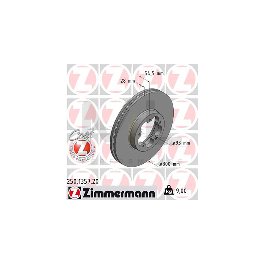 ZIMMERMANN COAT Z 250.1357.20 Brake Disc for FORD TRANSIT Internally Vented, Coated | ML Performance Car Parts