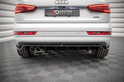 Maxton Design Audi Q3 S-Line 8U (Facelift) Central Rear Splitter (with vertical bars)