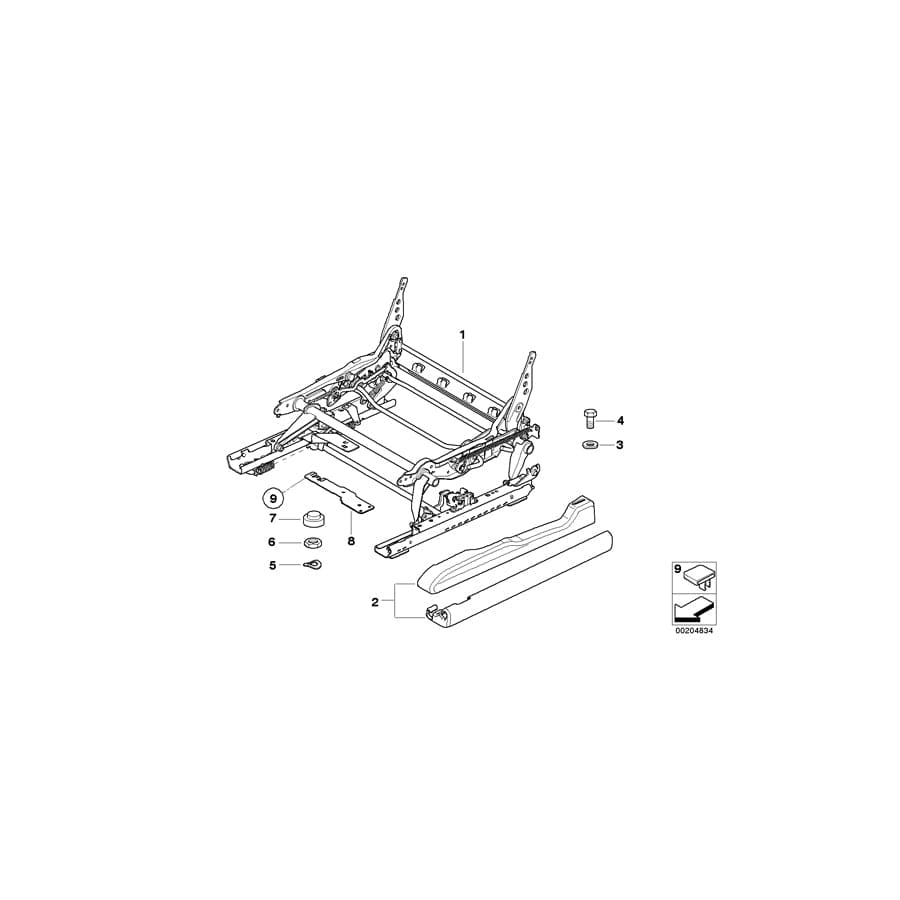 Genuine BMW 52108099432 E53 E83 Covering Seat Rail Right SCHWARZ (Inc. X3, X5 4.6is) | ML Performance UK Car Parts