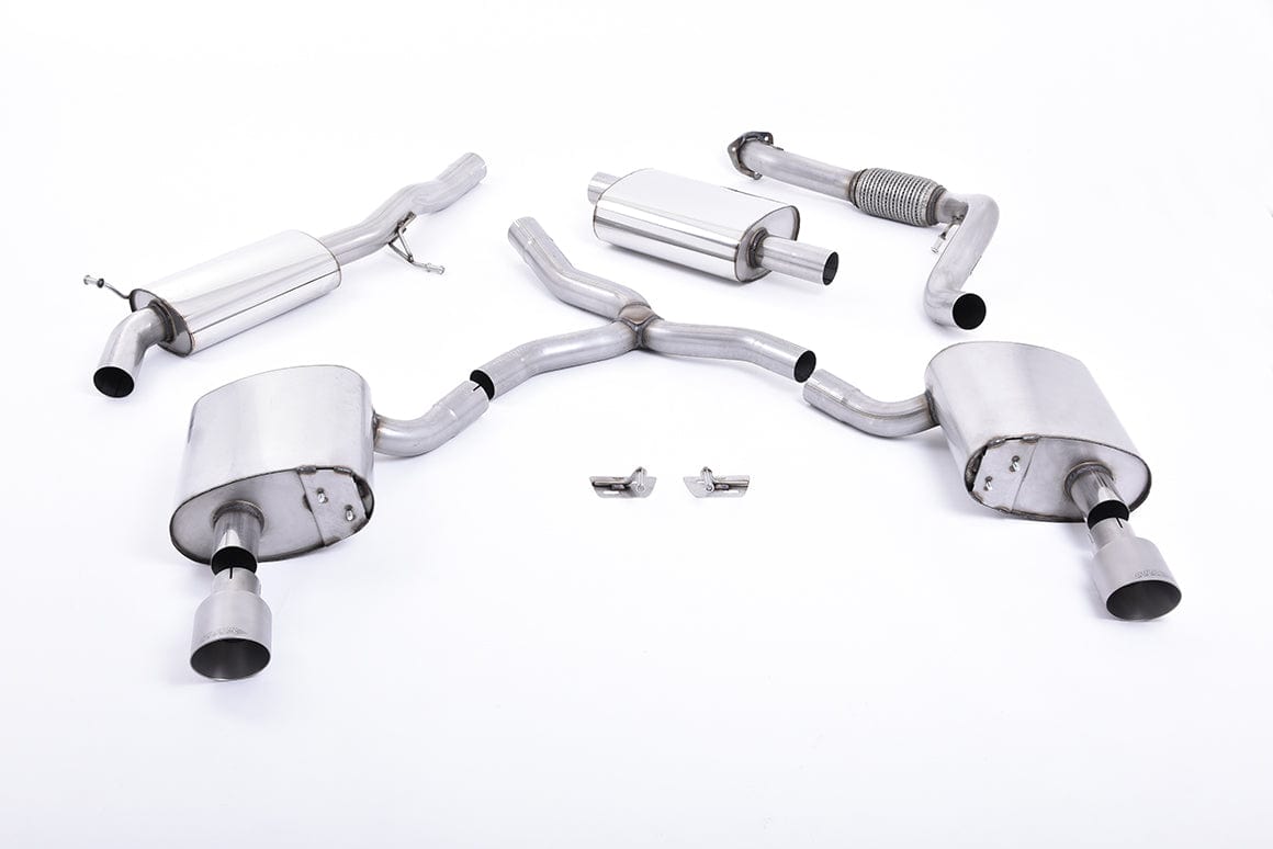 MillTek SSXAU609 Audi A4 Resonated Cat-Back Exhaust with Dual GT-100 Titanium Trims - EC Approved