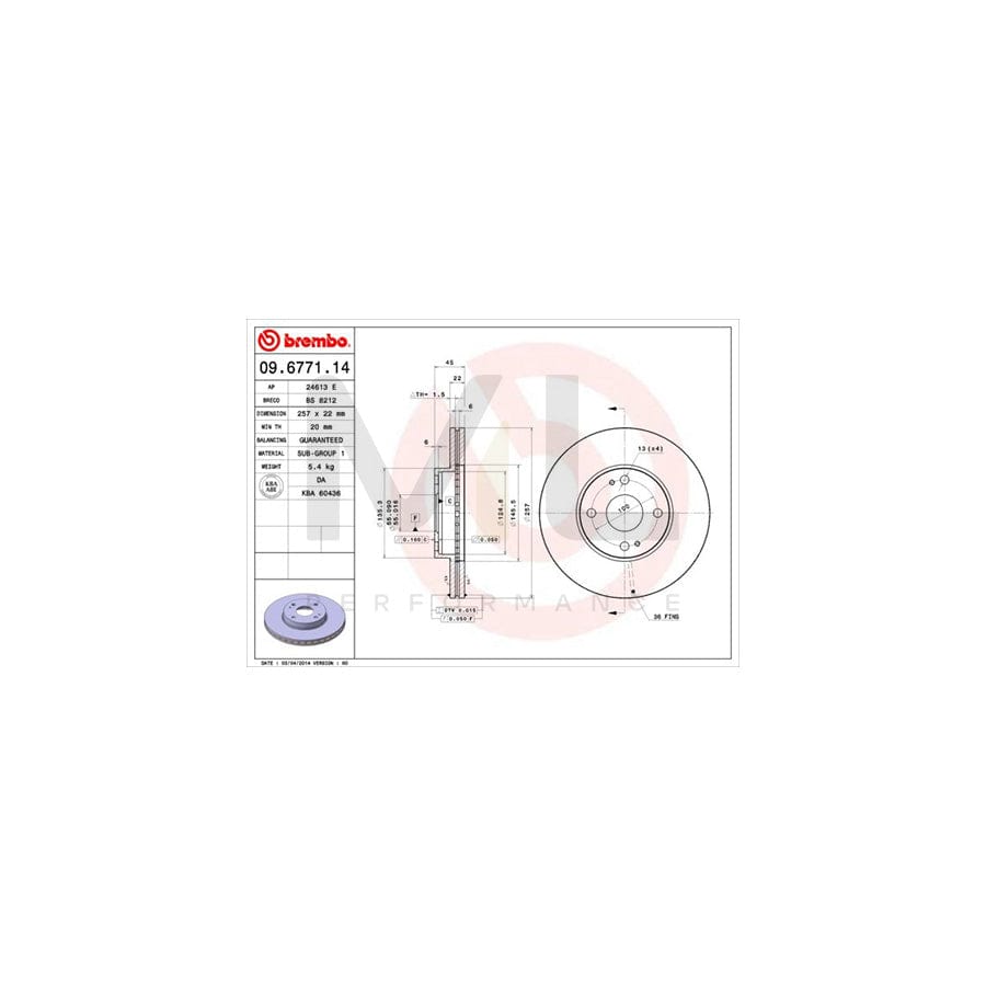 BREMBO 09.6771.14 Brake Disc Internally Vented | ML Performance Car Parts