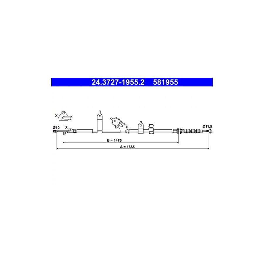 ATE 24.3727-1955.2 Hand Brake Cable