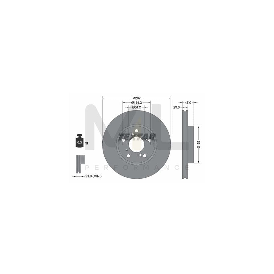 TEXTAR PRO 92227503 Brake Disc Internally Vented, Coated, without wheel hub, without wheel studs | ML Performance Car Parts