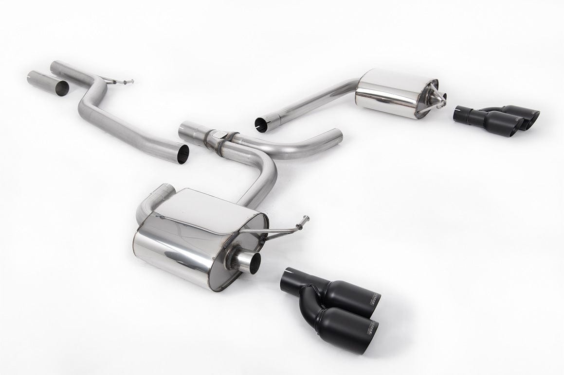 MillTek SSXAU662 Audi Non-Resonated Cat-Back Exhaust with Cerakote Black Quad Outlet (Inc. A4 & A5)