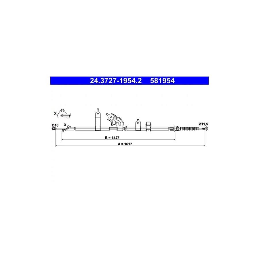 ATE 24.3727-1954.2 Hand Brake Cable