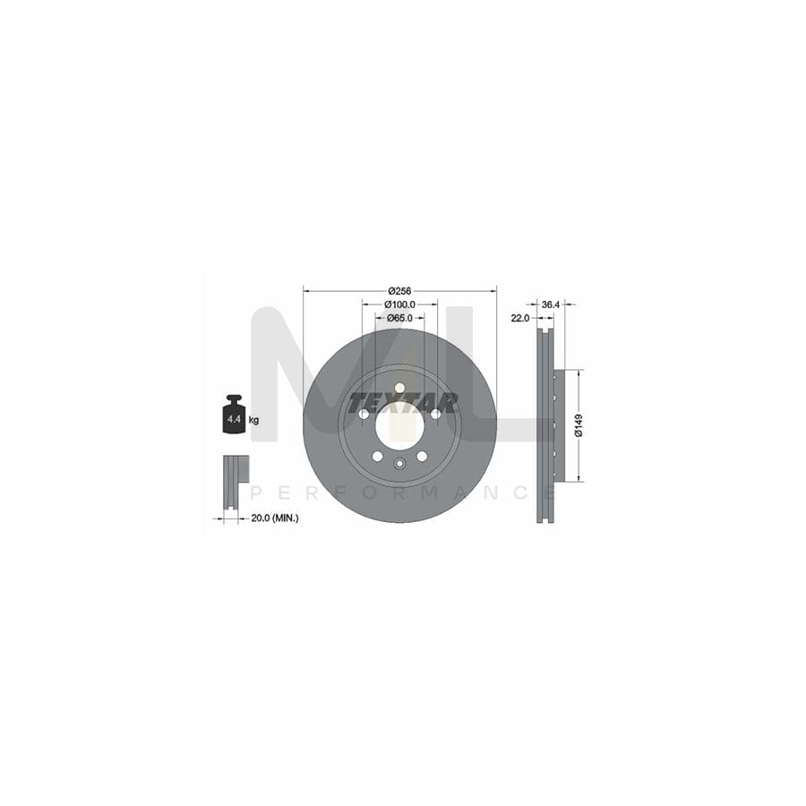 TEXTAR 92098600 Brake Disc Externally Vented, without wheel hub, without wheel studs | ML Performance Car Parts