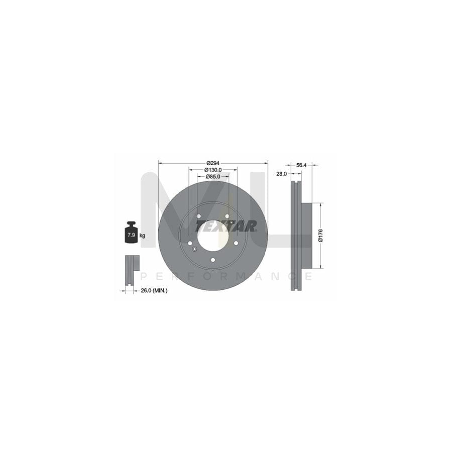 TEXTAR PRO 92203203 Brake Disc Internally Vented, Coated, without wheel hub, without wheel studs | ML Performance Car Parts