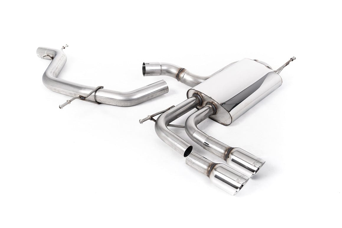 MillTek SSXAU638 Audi A3 Non-Resonated Cat-Back Exhaust with Smaller-Value Rear Silencer & GT-80 Polished Tips