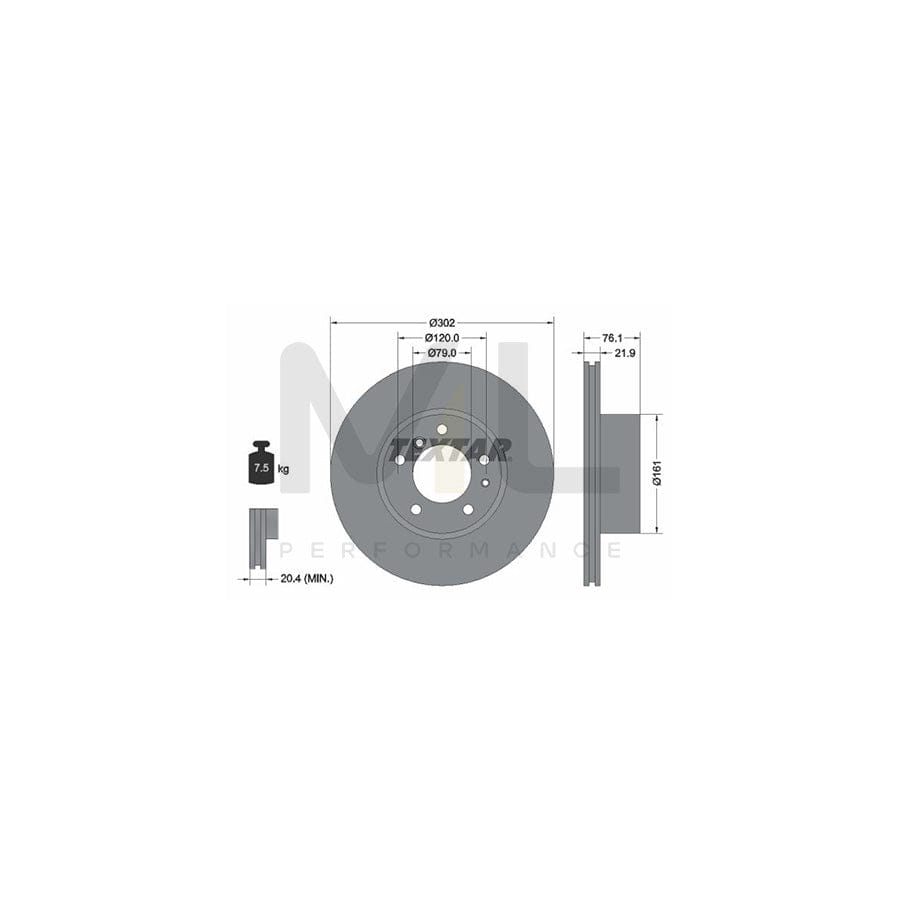 TEXTAR 92042200 Brake Disc Internally Vented, without wheel hub, without wheel studs | ML Performance Car Parts