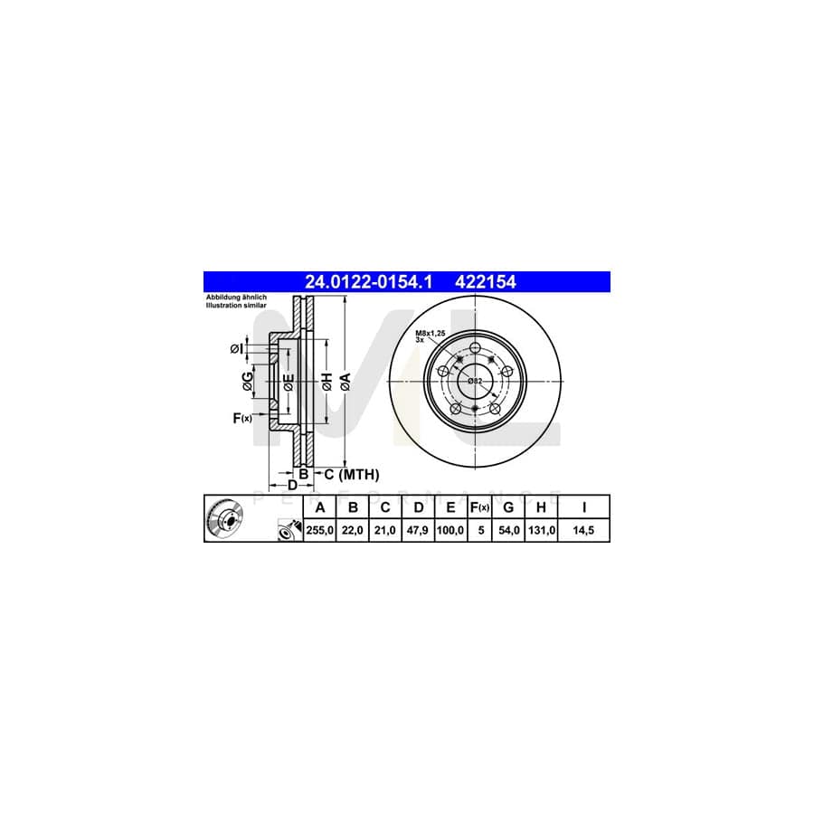 ATE 24.0122-0154.1 Brake Disc Vented, Coated | ML Performance Car Parts