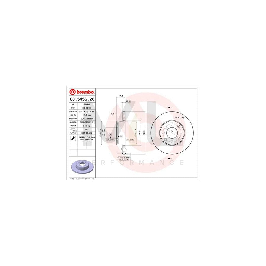 BREMBO 08.5456.20 Brake Disc Solid, with bolts/screws | ML Performance Car Parts