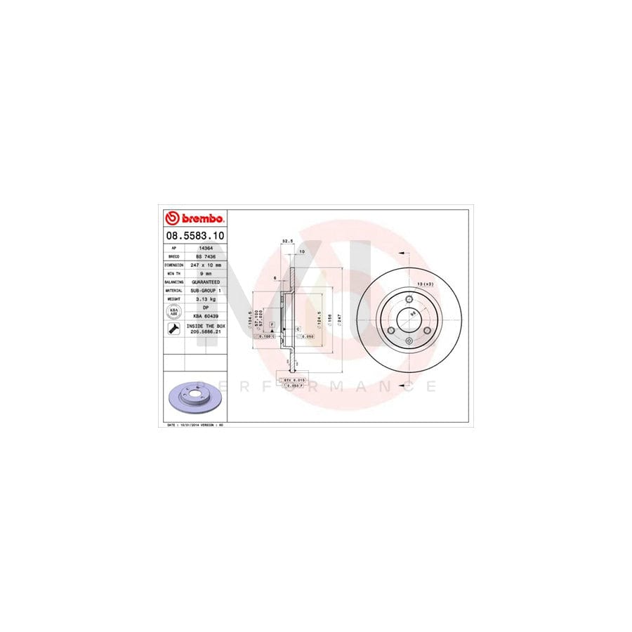 BREMBO 08.5583.10 Brake Disc Solid, with bolts/screws | ML Performance Car Parts